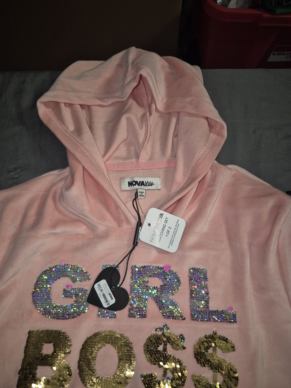 Pink Girls Sequin Hoodie - "GIRL BOSS"